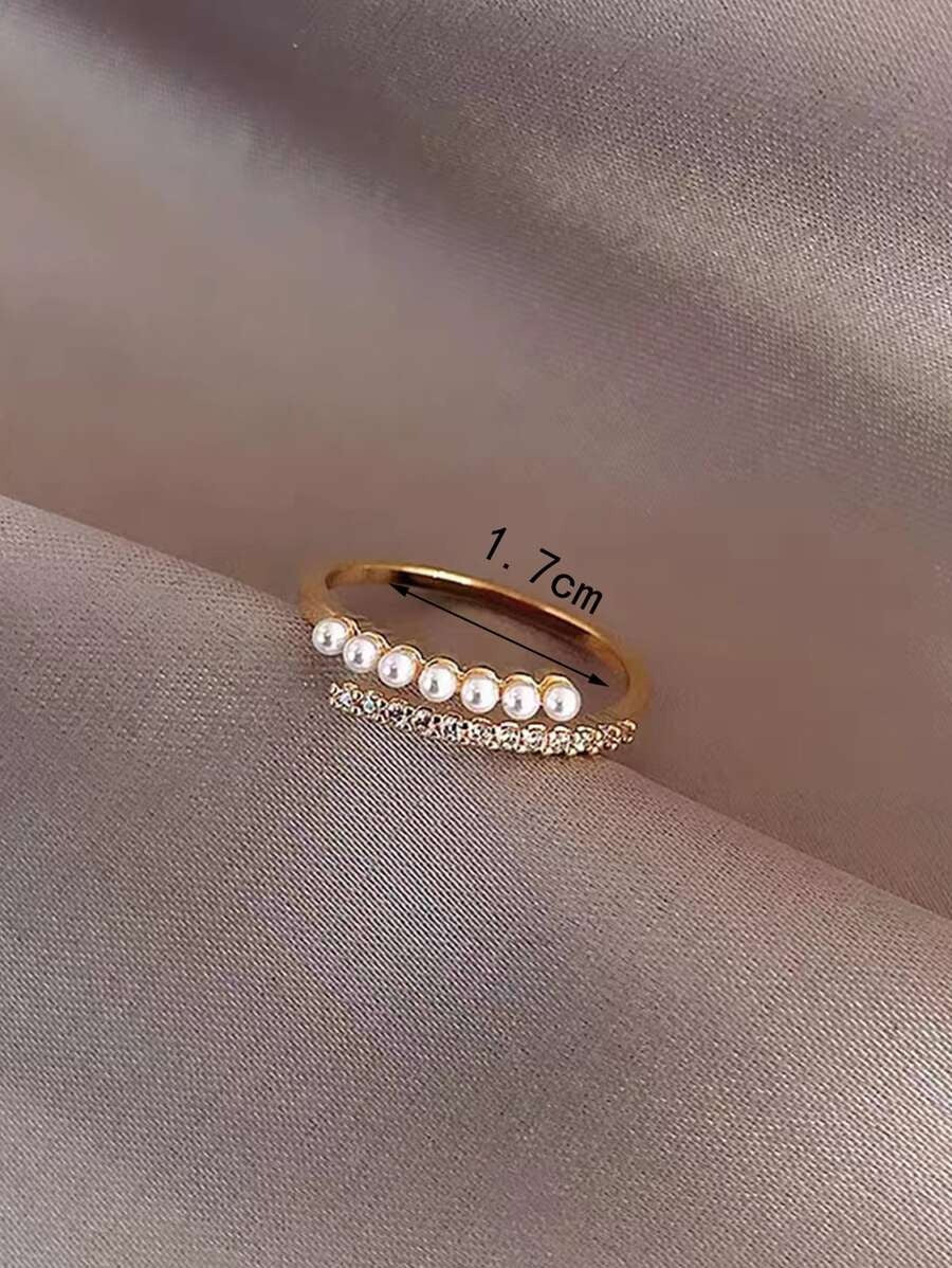 SHEIN خاتم أنيق مزين باللؤلؤ