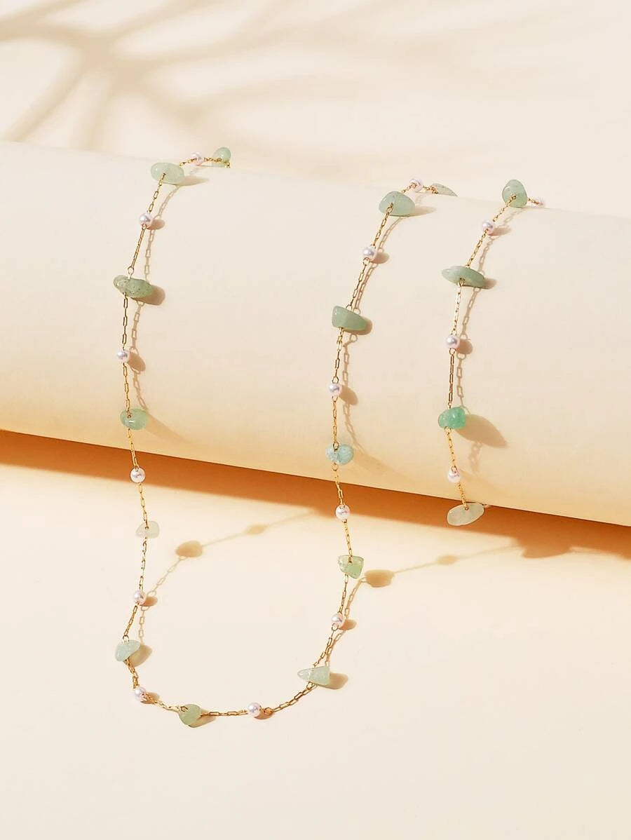 SHEIN عقد وسوار مزينان باللؤلؤ الاصطناعي