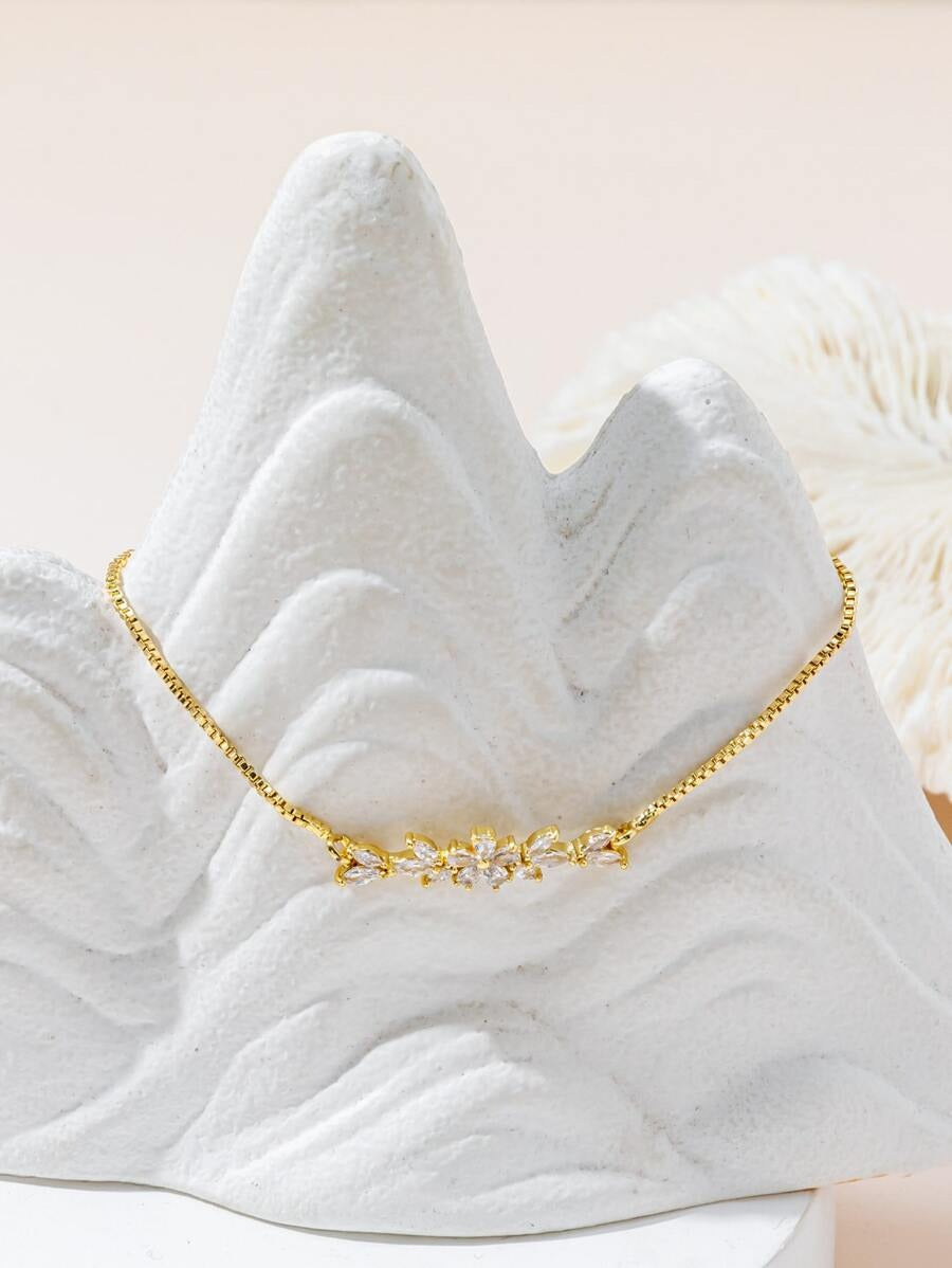 SHEIN سوار أنيق مزين بمكعبات زركونيا لامعة