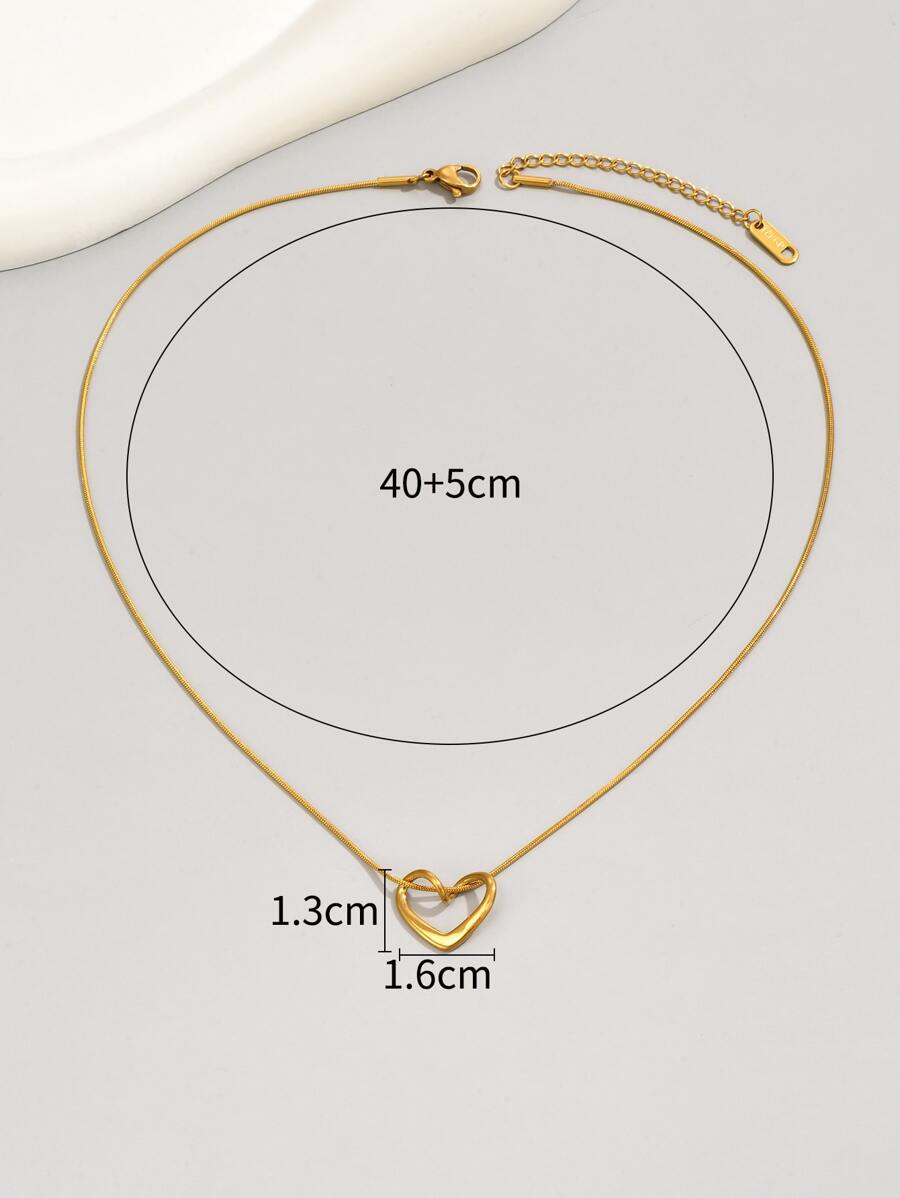 SHEIN قلادة فولاذ مطلية بالذهب عيار 18 قيراط بشكل قلب