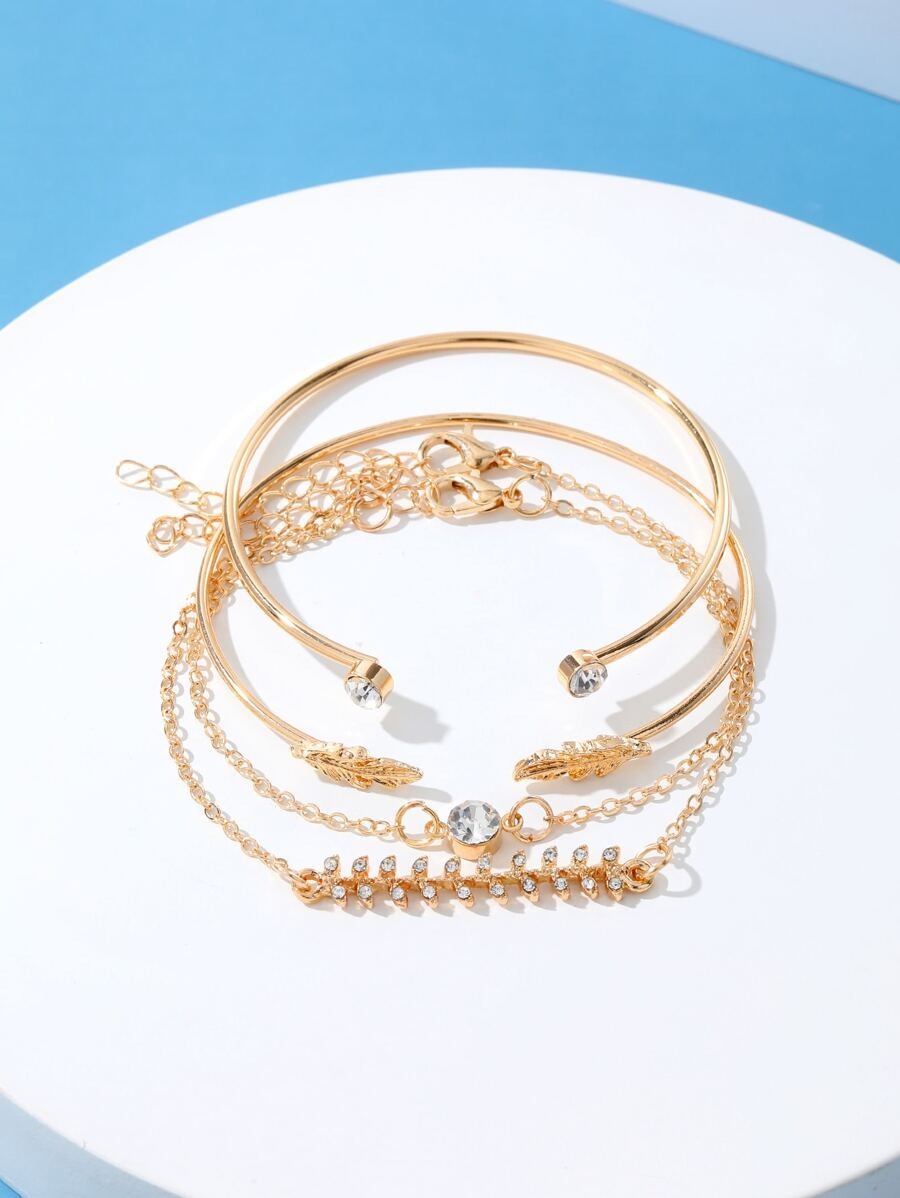 SHEIN سوار 4 قطع مزين بحجر الراين