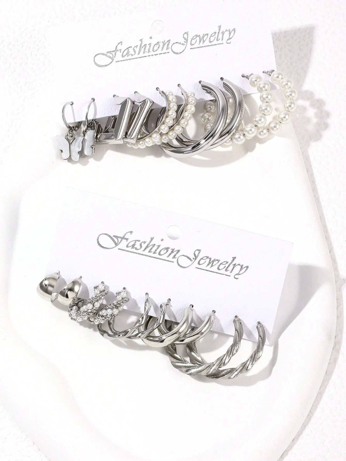 10Pairs Butterfly & Faux Pearl Decor Earrings