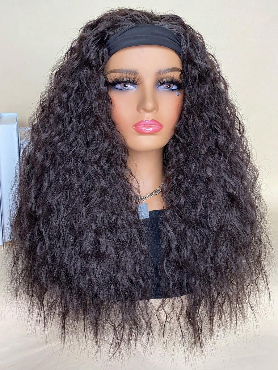SHEIN باروكة شعر صناعي مقاوم للحرارة طويل 20 بوصة بموجات مائية