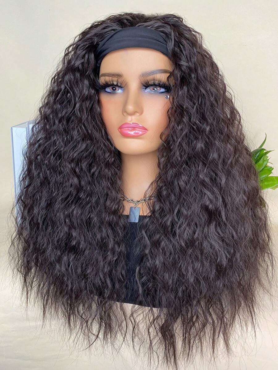SHEIN باروكة شعر صناعي مقاوم للحرارة طويل 20 بوصة بموجات مائية