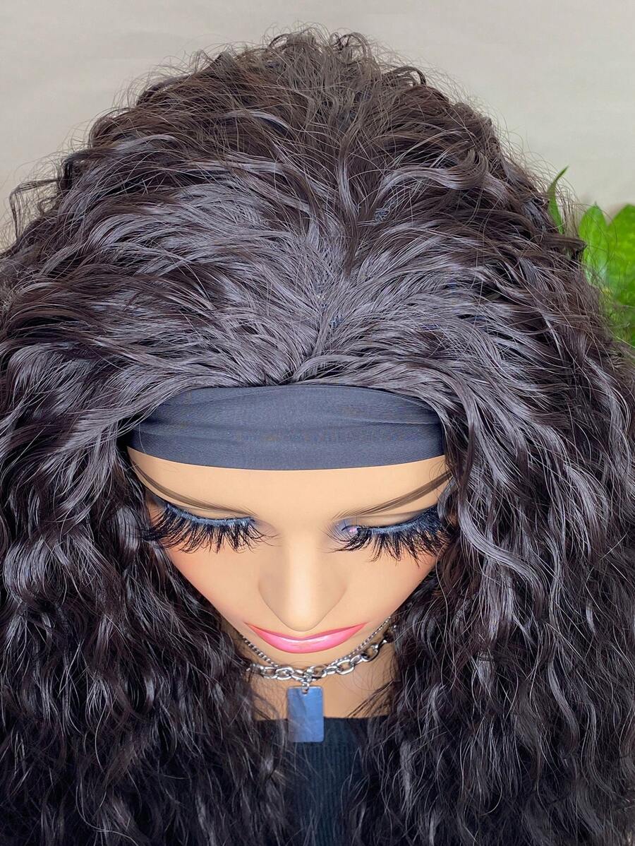 SHEIN باروكة شعر صناعي مقاوم للحرارة طويل 20 بوصة بموجات مائية