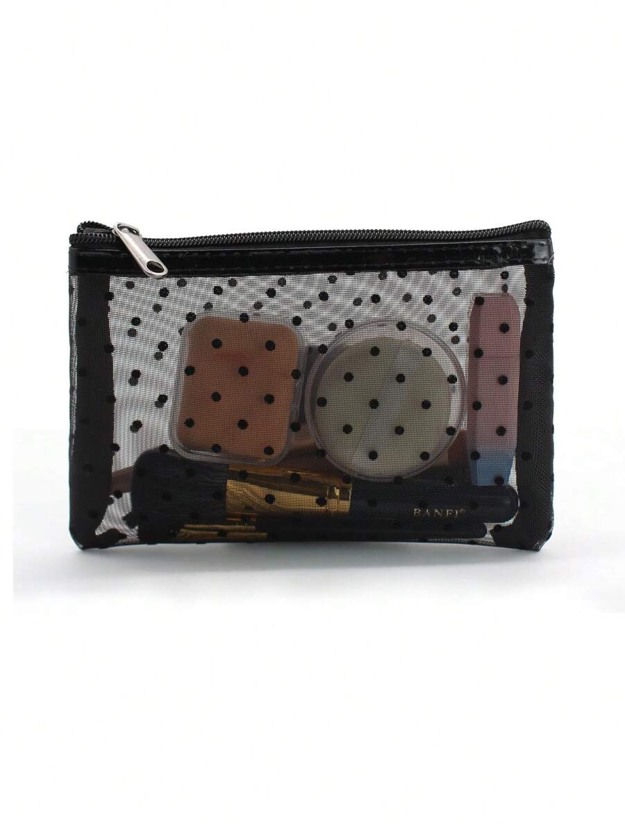 SHEIN حقيبة مكياج سوداء شبكية