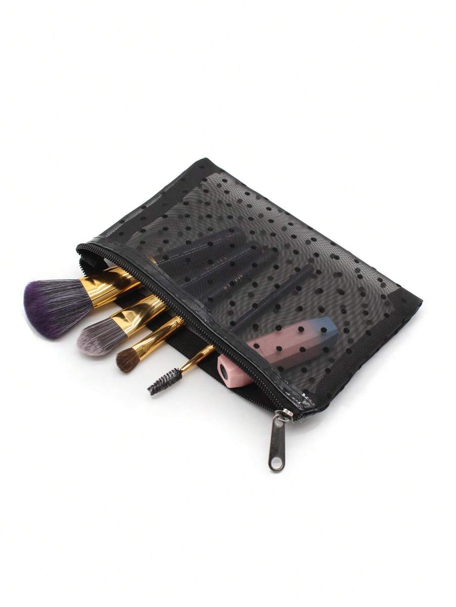 SHEIN حقيبة مكياج سوداء شبكية