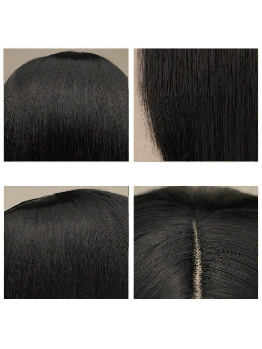 SHEIN باروكة شعر اصطناعي مستقيم أسود 40 بوصة