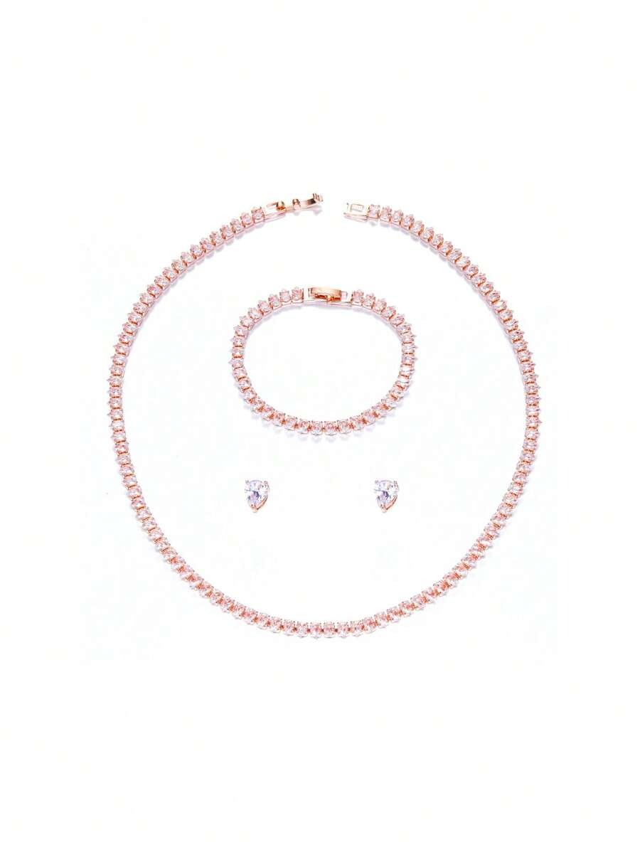 SHEIN طقم مجوهرات 4 قطع فاخر بتصميم قطرة الماء