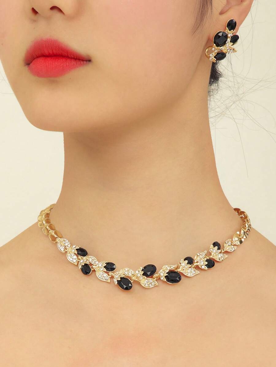 SHEIN مجموعة مجوهرات 3 قطع بتصميم فاكهة أسود