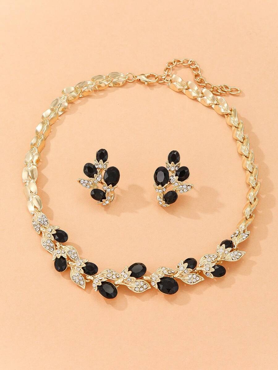 SHEIN مجموعة مجوهرات 3 قطع بتصميم فاكهة أسود