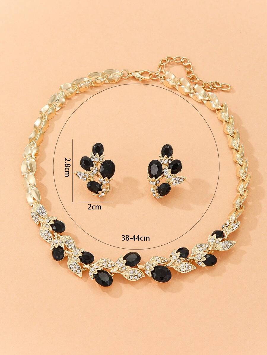 SHEIN مجموعة مجوهرات 3 قطع بتصميم فاكهة أسود