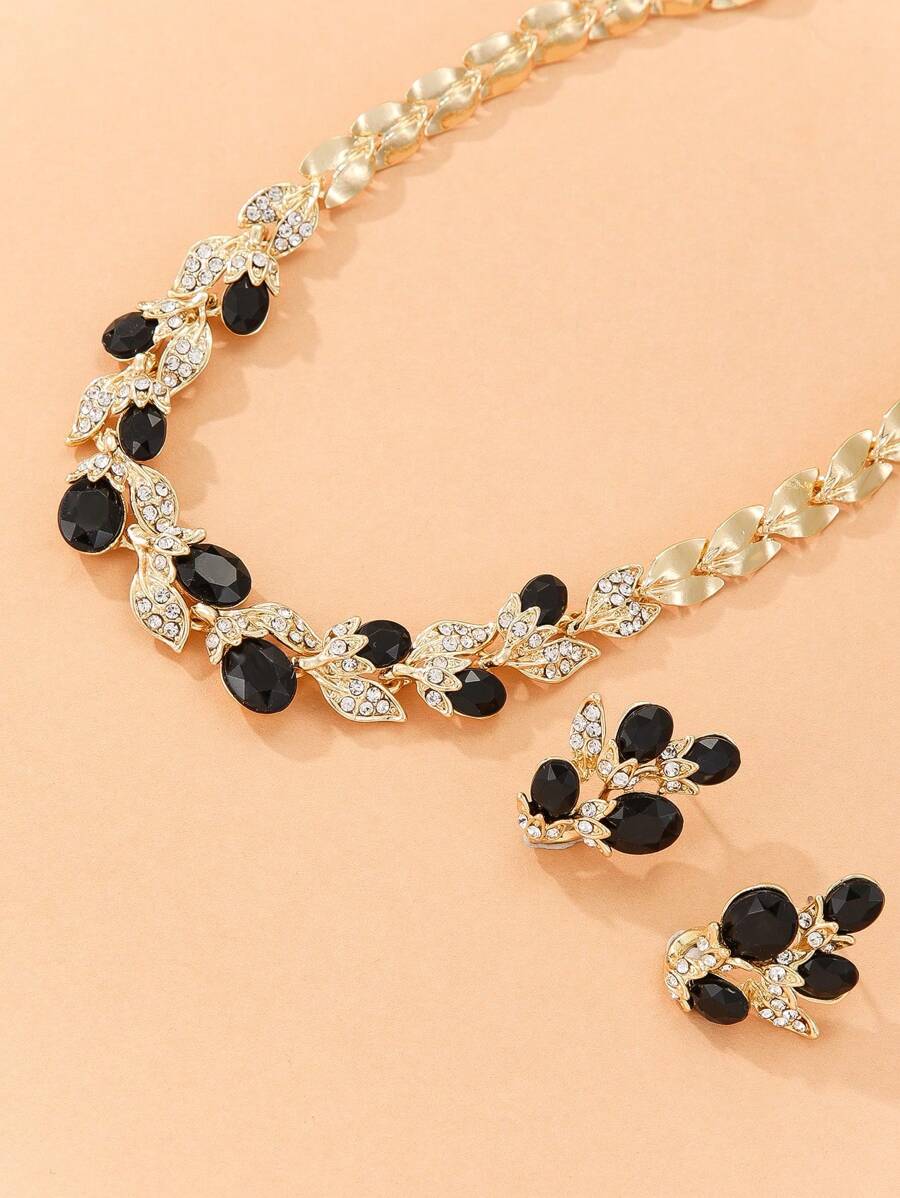 SHEIN مجموعة مجوهرات 3 قطع بتصميم فاكهة أسود