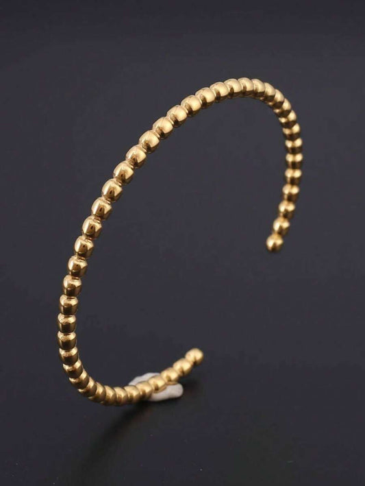 SHEIN سوار مفتوح من الفولاذ غير القابل للصدأ بخرز محكم