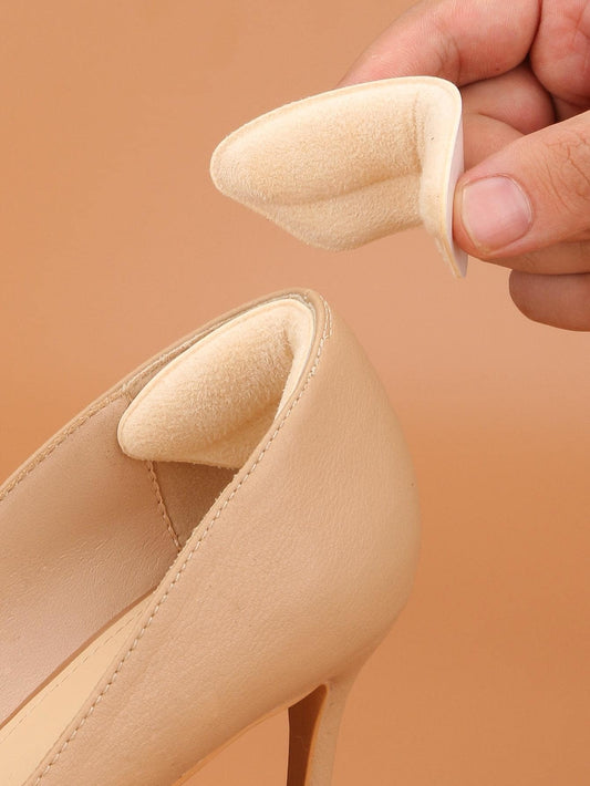 SHEIN ملصقات مقاومة للتآكل في الكعب من البوليستر البيج أنيق للكعب العالي للنساء والحذاء الرياضي