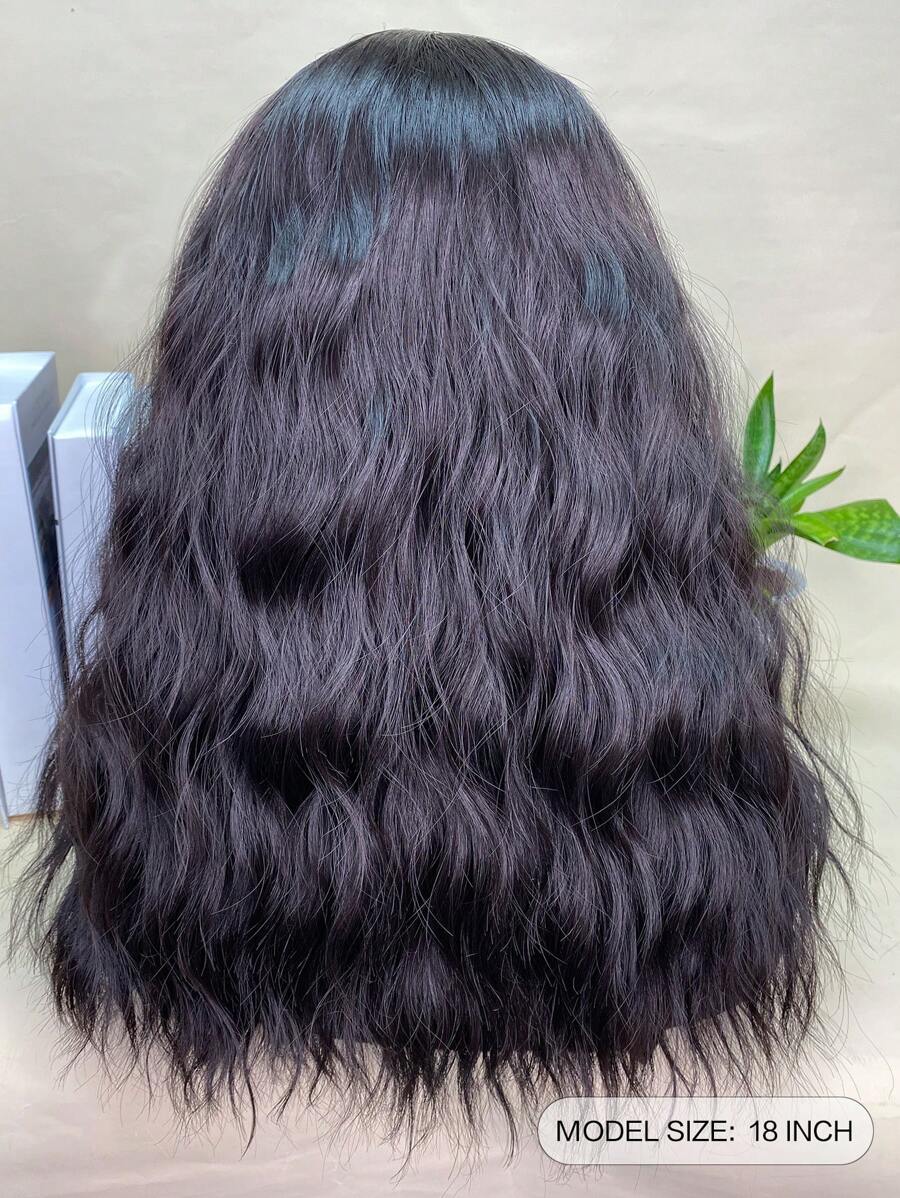 SHEIN باروكة طبيعية قصيرة شعر صناعي 18 بوصة بموجة وسطية
