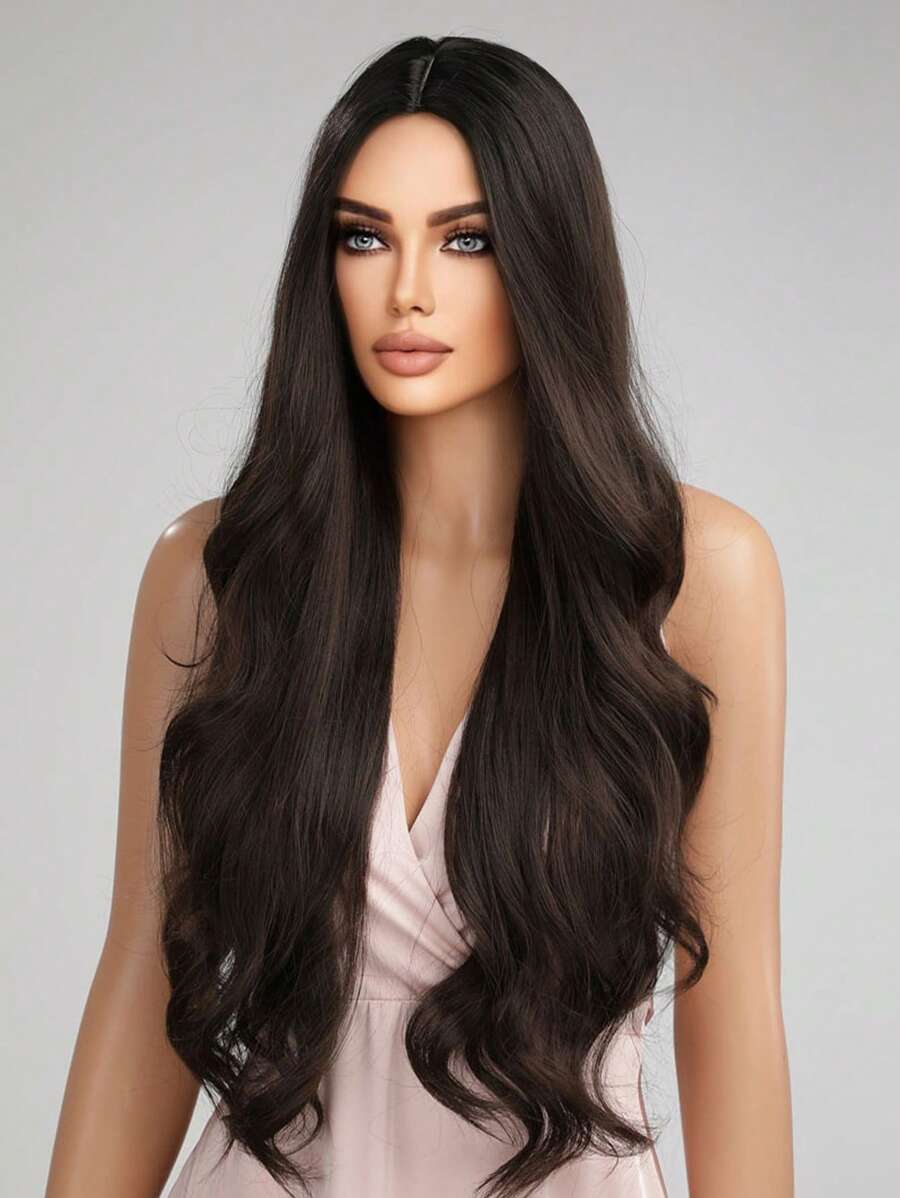 SHEIN باروكة بنية 28 بوصة كيرلي طويلة مقاومة للحرارة