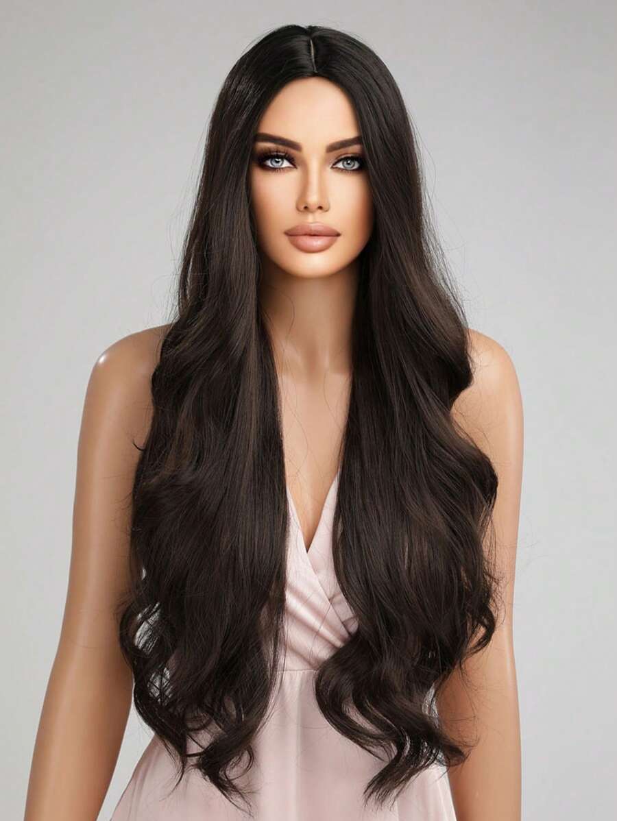 SHEIN باروكة بنية 28 بوصة كيرلي طويلة مقاومة للحرارة