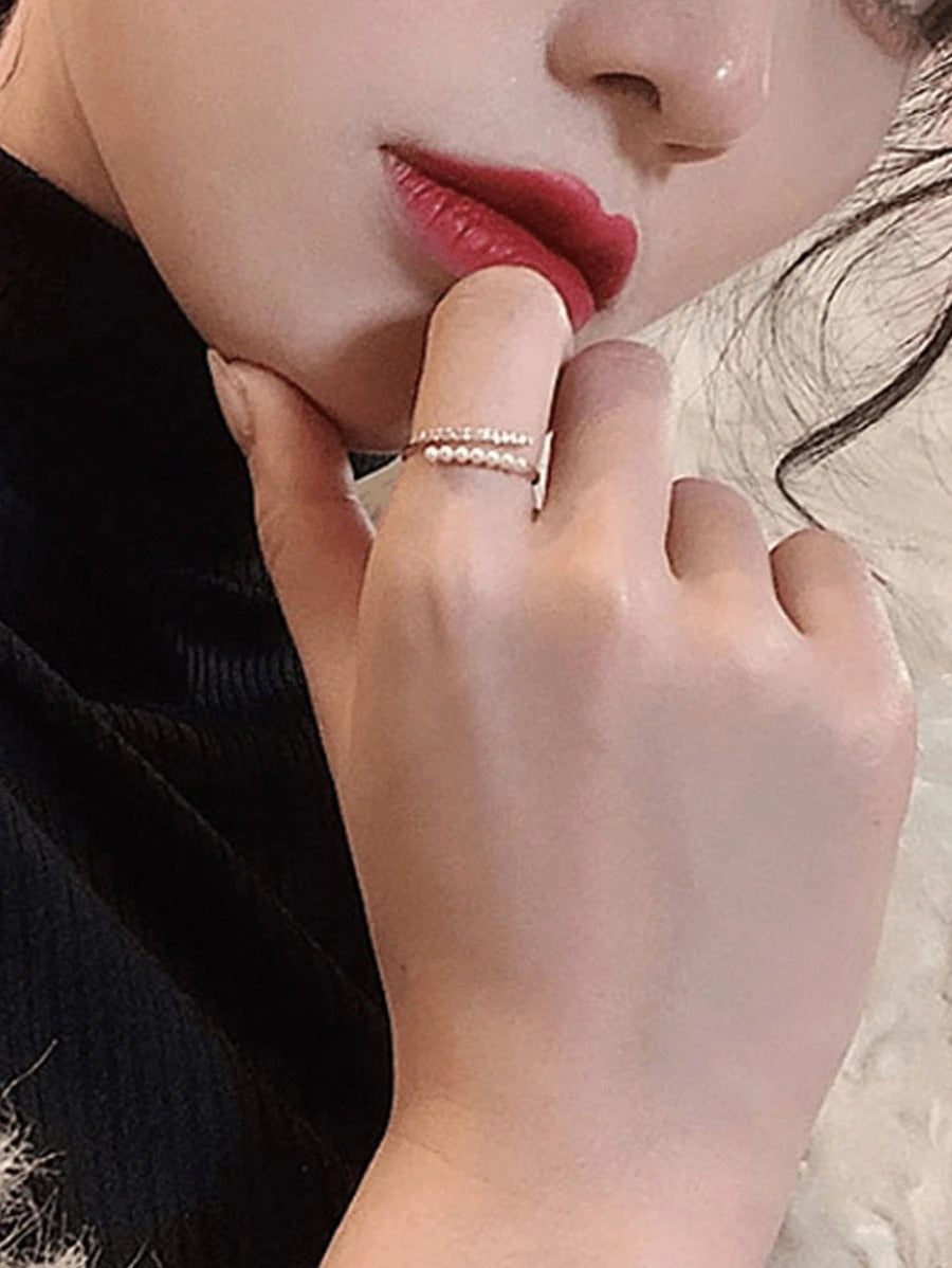 SHEIN خاتم أنيق مزين باللؤلؤ