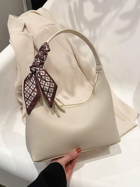 SHEIN حقيبة هوبو بسحاب كاجوال مزينة بوشاح