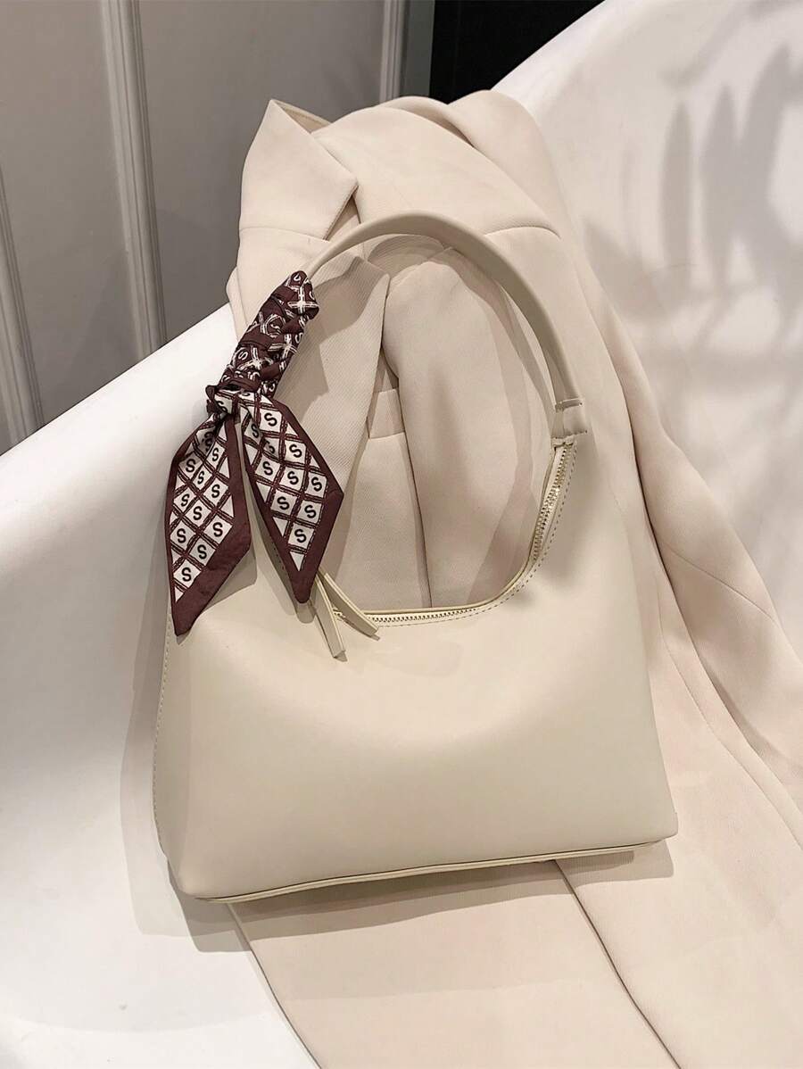 SHEIN حقيبة هوبو بسحاب كاجوال مزينة بوشاح