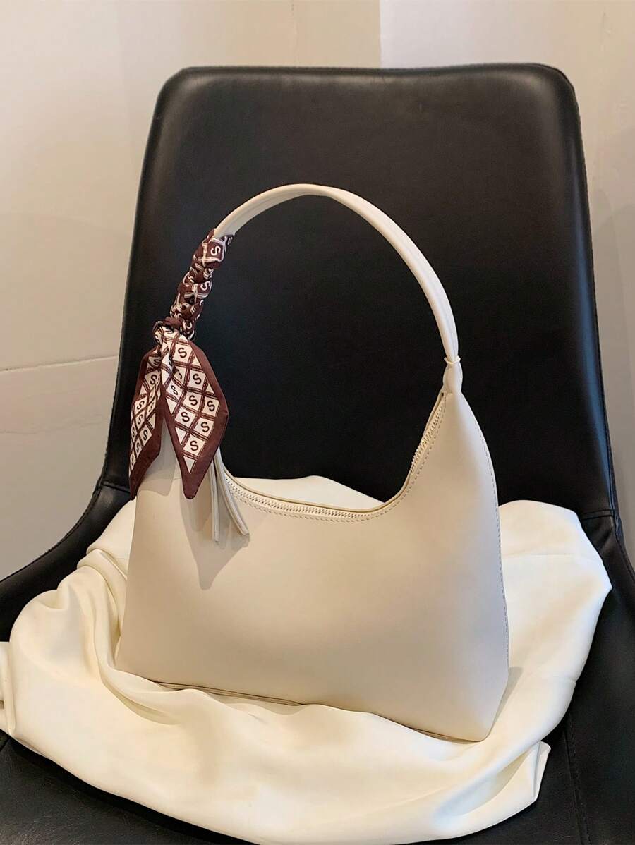 SHEIN حقيبة هوبو بسحاب كاجوال مزينة بوشاح