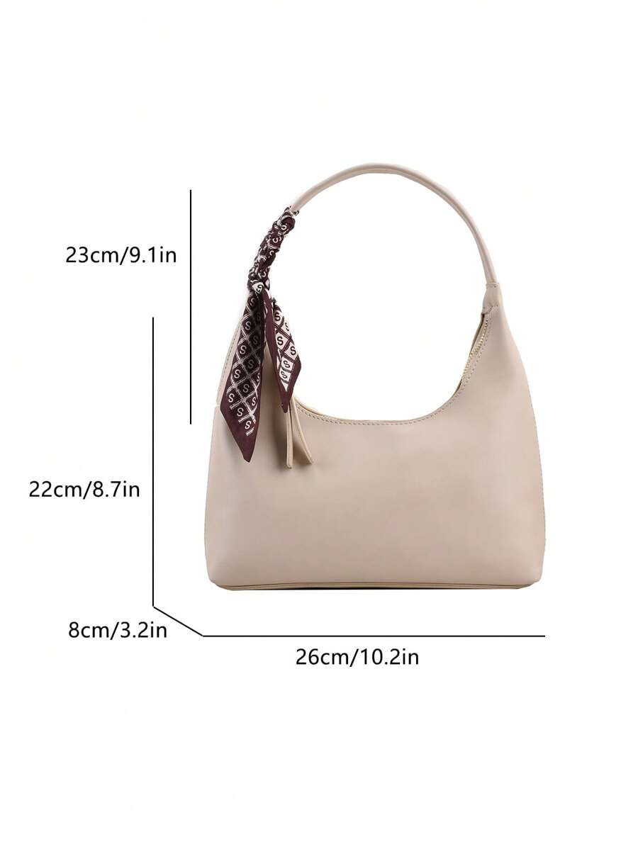 SHEIN حقيبة هوبو بسحاب كاجوال مزينة بوشاح