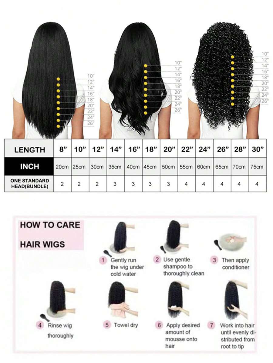 SHEIN شعر مستعار طويل مموج أسود 5 مشابك