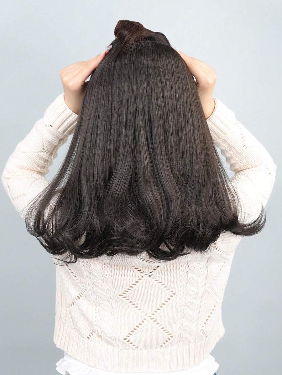 SHEIN وصلة شعر دبابيس قصير مجعد ألياف اصطناعية