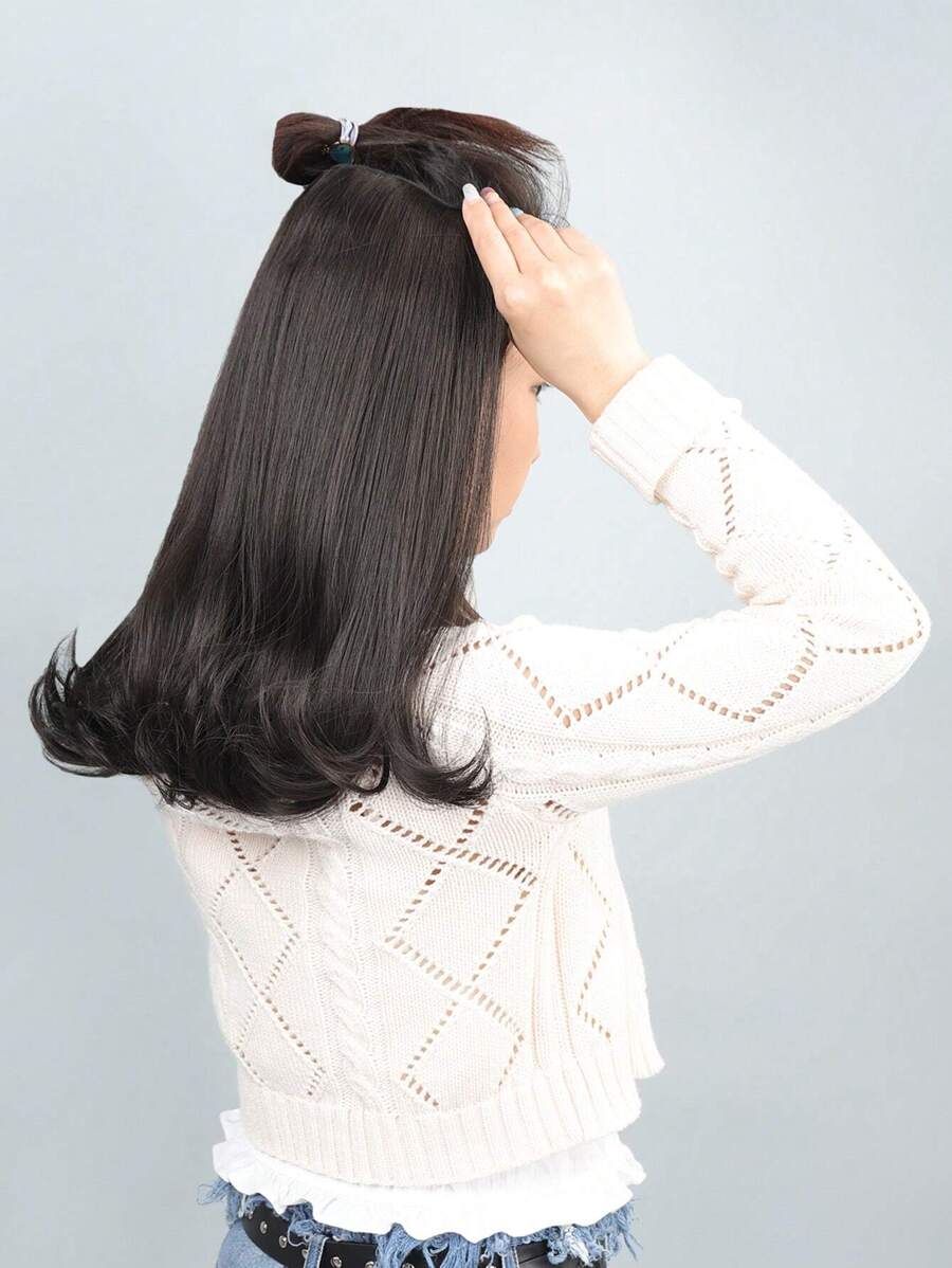 SHEIN وصلة شعر دبابيس قصير مجعد ألياف اصطناعية