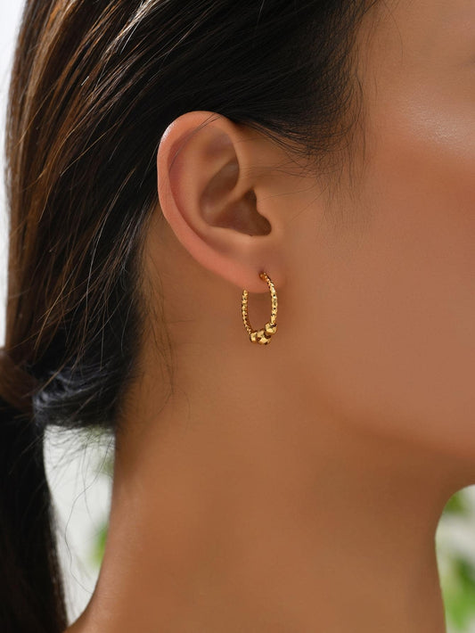 SHEIN زوج أقراط طوق مزينة بالخرز