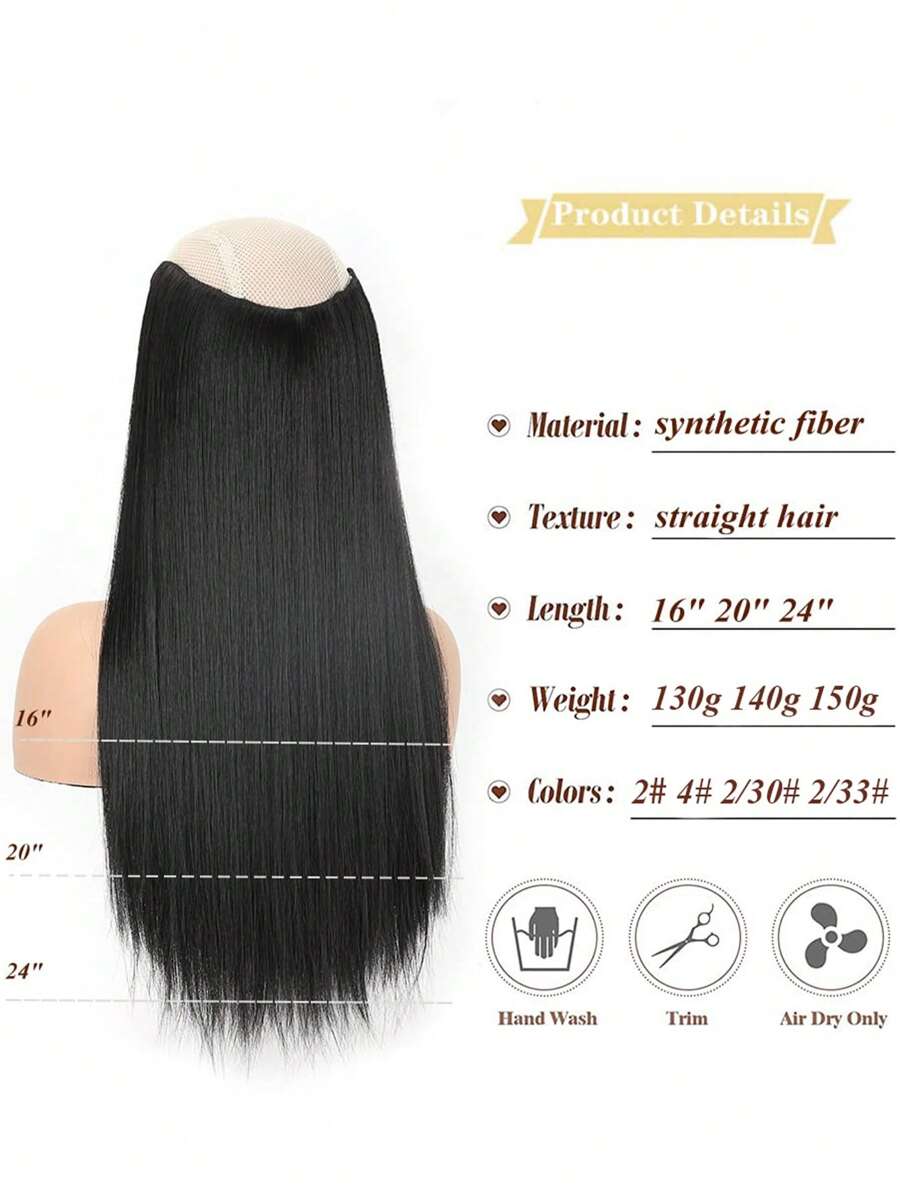 SHEIN تمديدات شعر سوداء مستقيمة بمشابك