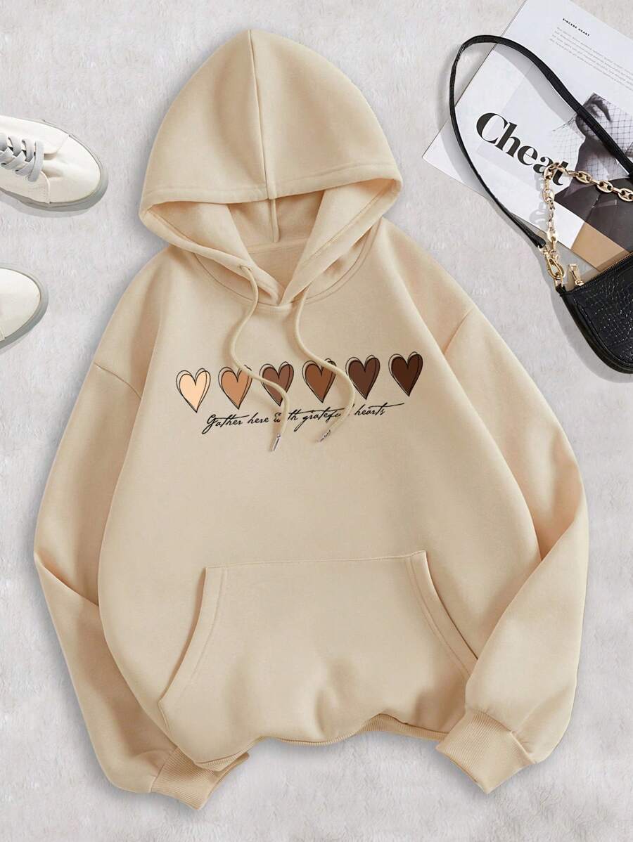 SHEIN INAWLY هودي بيج بجيب كنغر وجرافيك