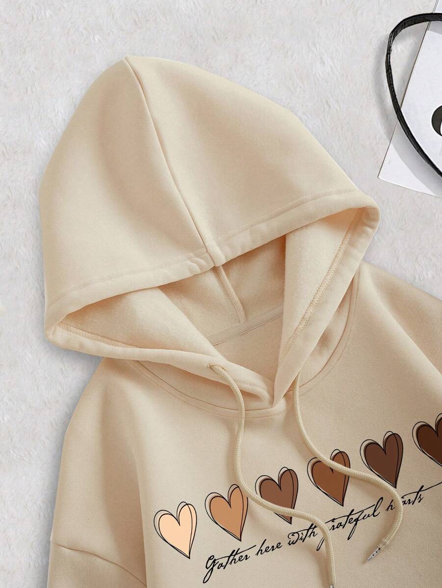 SHEIN INAWLY هودي بيج بجيب كنغر وجرافيك