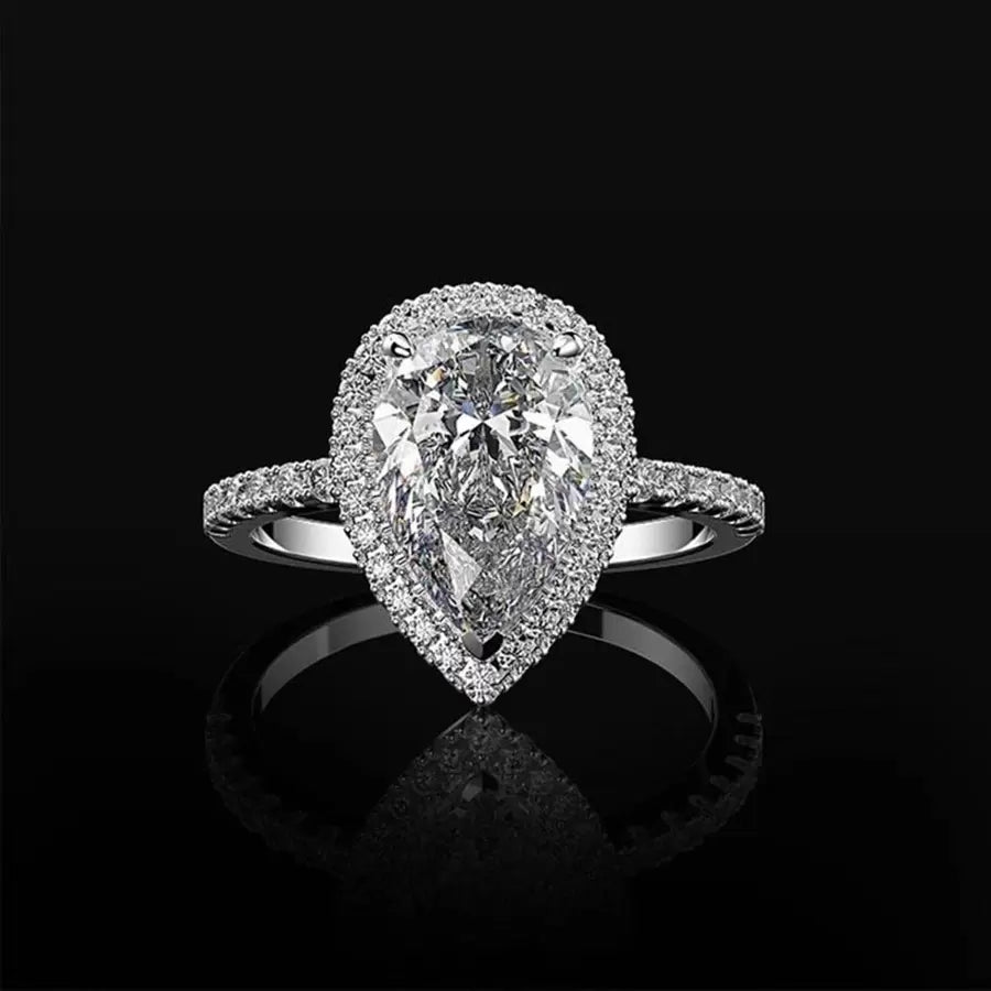 SHEIN خاتم مكعب زركونيا بتصميم قطرة الماء