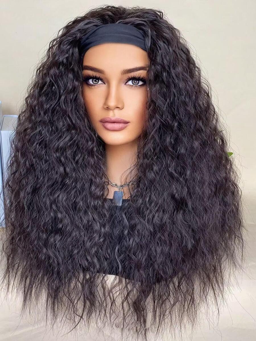 SHEIN باروكة شعر صناعي مقاوم للحرارة طويل 20 بوصة بموجات مائية