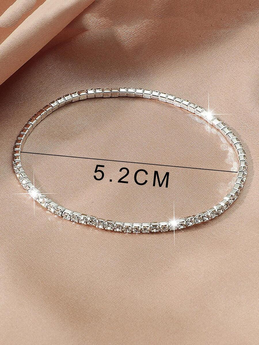 SHEIN طقم 6 أساور كريستال أبيض فضي