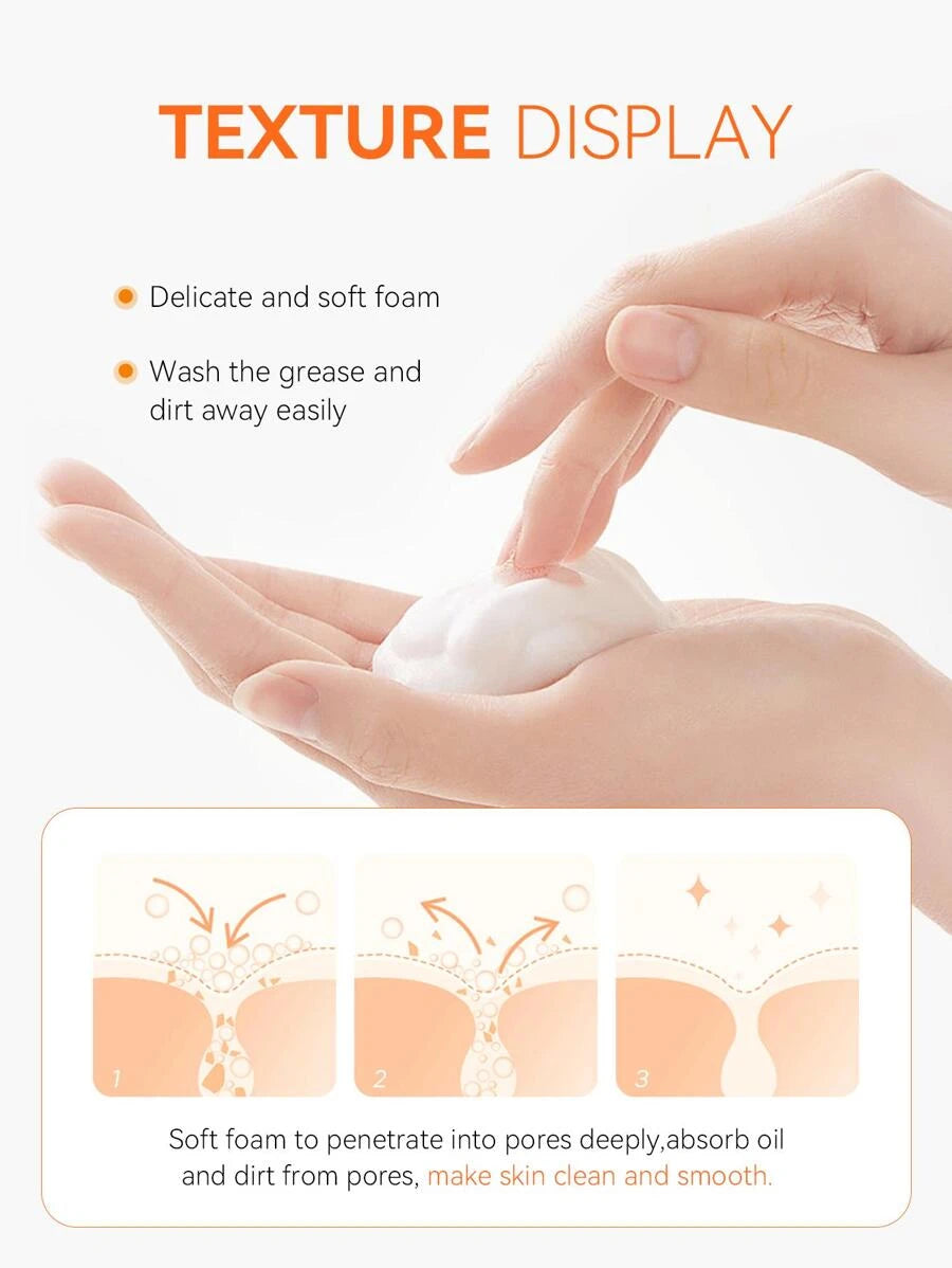 LAIKOU قطعة واحدة لاستخدام اليومي منظف وجه فيتامين سي لايكو، 40جم منظف مرطب مصغر للمسام