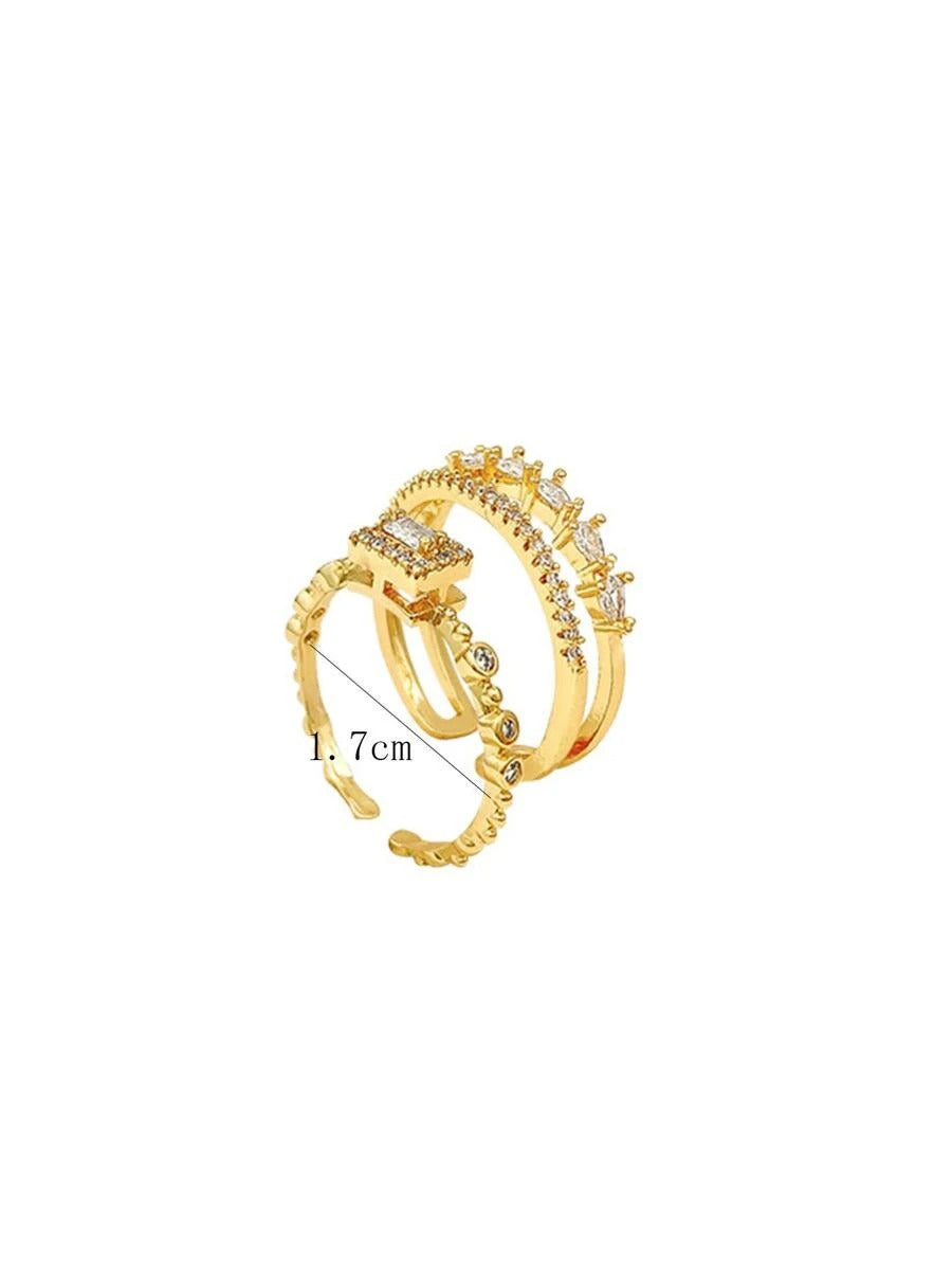 SHEIN خاتم مكعب زركونيا بتصميم زخرفي أنيق