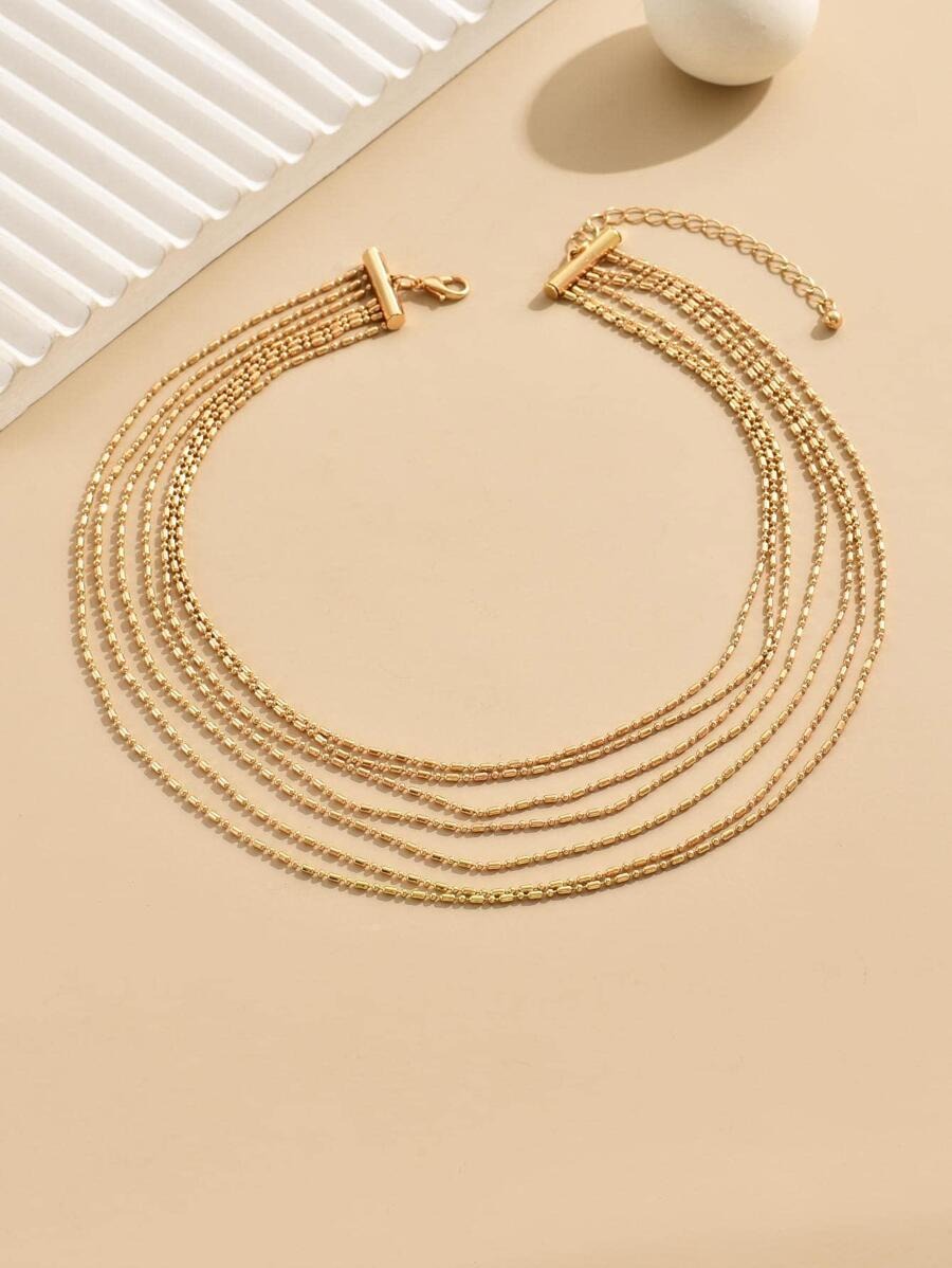SHEIN قلادة متعددة الطبقات بكُرات أنيقة