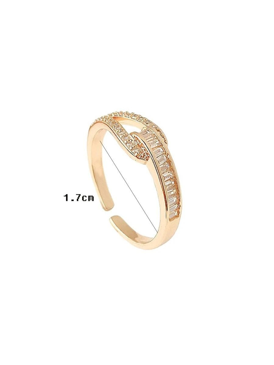SHEIN خاتم مكعب زركونيا مفتوح