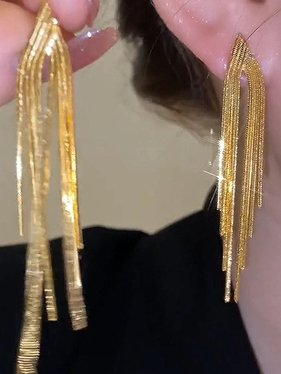 SHEIN زوج أقراط شرابة معدنية
