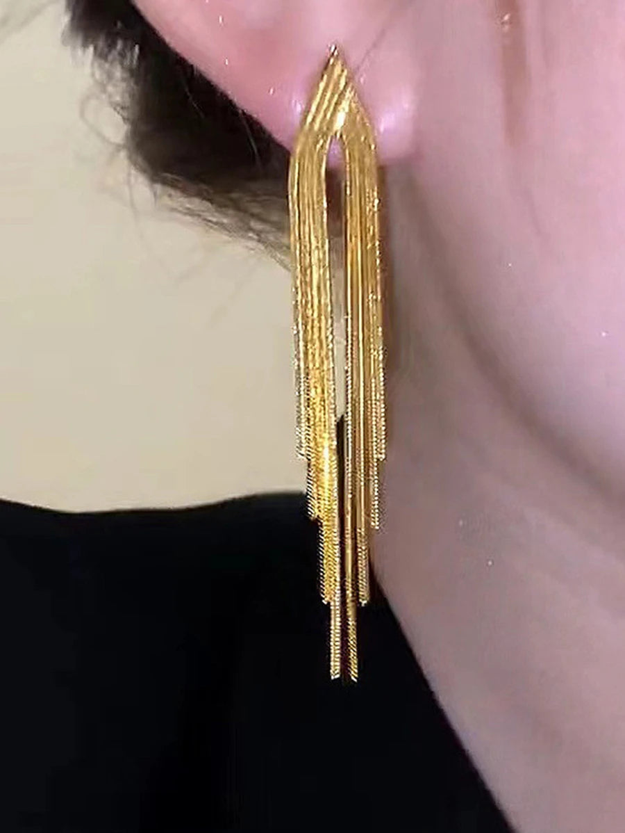 SHEIN زوج أقراط شرابة معدنية