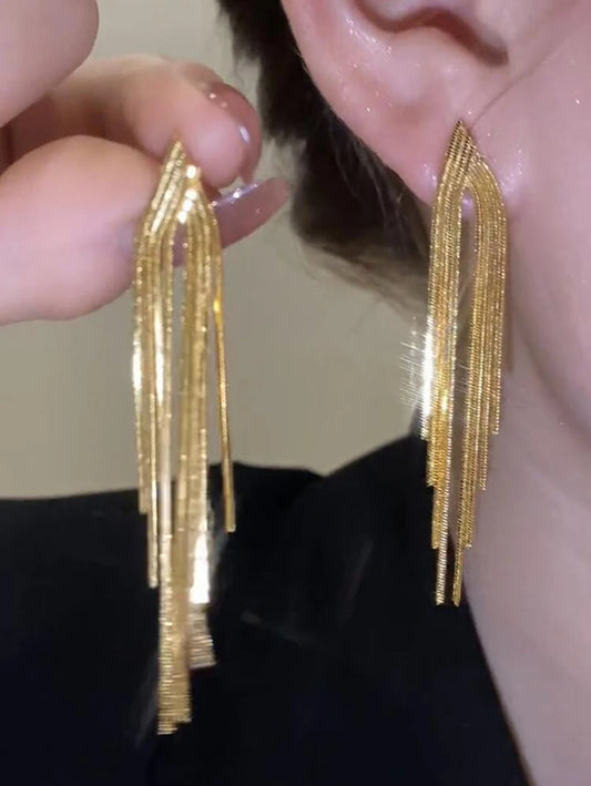 SHEIN زوج أقراط شرابة معدنية