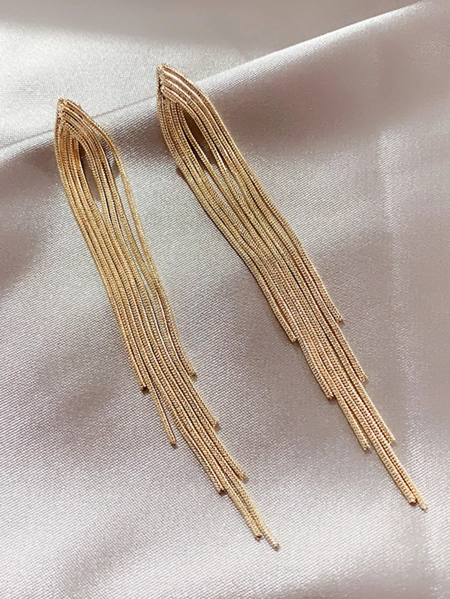 SHEIN زوج أقراط شرابة معدنية