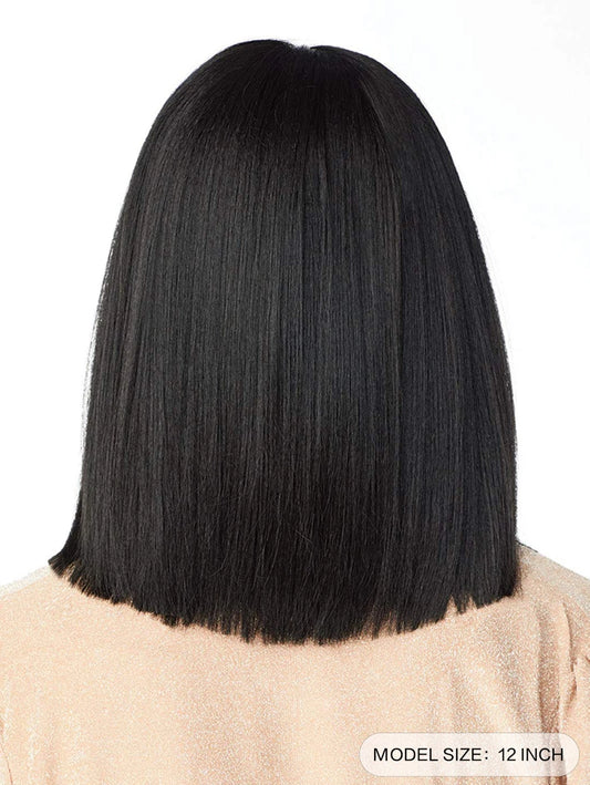 SHEIN باروكة شعر قصير مستقيم أسود 12 بوصة