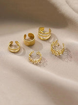 SHEIN طقم 5 قطع هوك أذن ذهبي مزين بزركون غير مثقوب