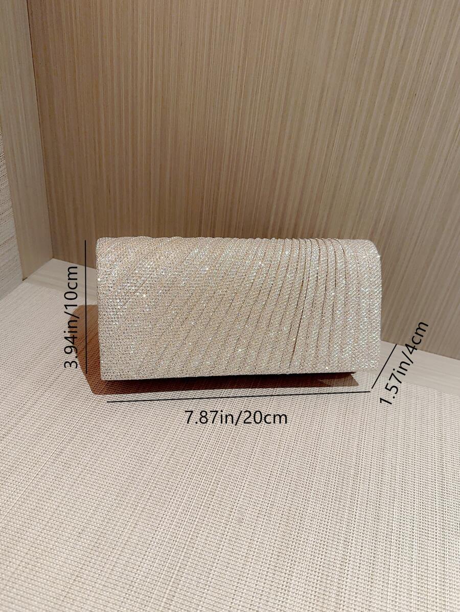 SHEIN حقيبة دلو ذهبية مزينة براينستون