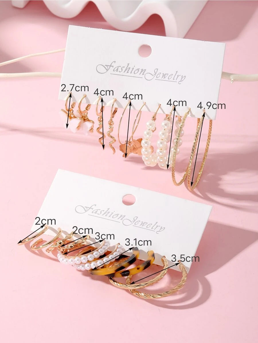 SHEIN طقم 20 قطعة أقراط مزينة بالخرز والفراشات والثعابين