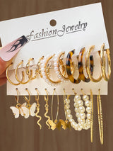 SHEIN طقم 20 قطعة أقراط مزينة بالخرز والفراشات والثعابين